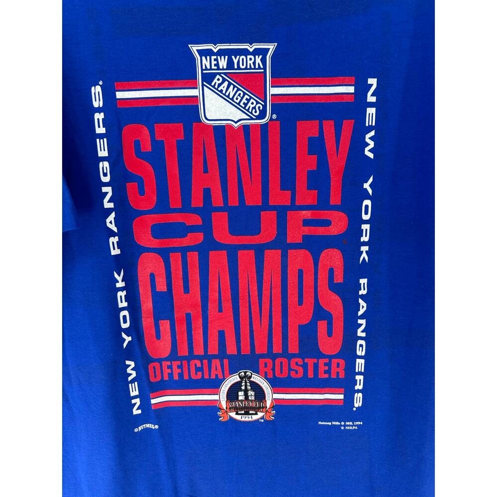 Nutmeg Mills Unisex XL VTG NWT Stanley Cup Champ Shirt 1994 New York Rangers NHL - Picture 2 of 12